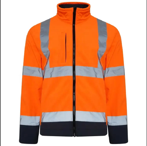 Hot Sale Orange / Navy Two Tone Thermal High Visibility Waterproof <strong>Hi</strong> <strong>Vis</strong> Reflective Safety <strong>Softshell</strong> <strong>Jacket</strong> - Product Image 1