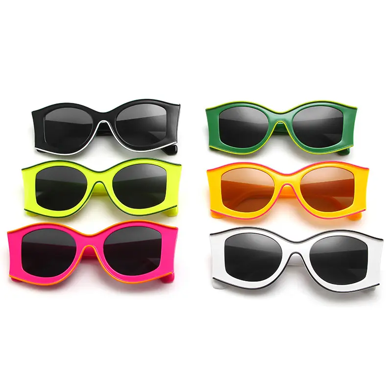 2023 새로운 패션 선글라스 성격 펑크 스타일 녹색 선글라스 패션 거리 촬영 큰 프레임 선글라스