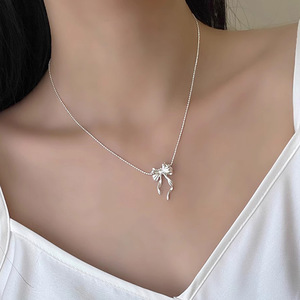 Collana con Fiocco in Argento Sterling 925, Stile Giovanile <span class=keywords><strong>Chaebol</strong></span>, Superficie Fotosensibile di Lusso Leggero di Alta Gamma - Product Image 2