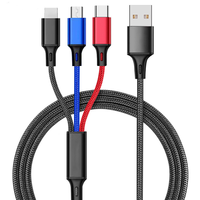 Câble de charge rapide tressé en nylon à prix d'usine, micro type C 8 broches, chargeur USB 3 en 1 pour smartphone