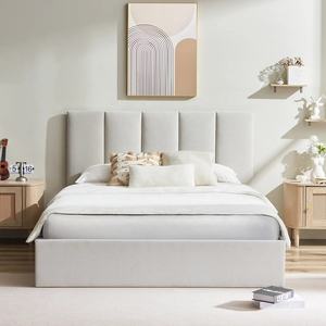 Cadre de <span class=keywords><strong>lit</strong></span> rembourré au design minimaliste avec grand espace de rangement, <span class=keywords><strong>lit</strong></span> confortable et moelleux avec barre de levage réglable, gain de place - Product Image 4