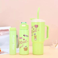 Tasse de grande capacité 40oz 3pcs tasse à café de voiture avec poignée et paille bouteille d'eau de sport de voyage