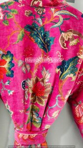 Robe kimono en velours à imprimé floral pour femmes, coupe ample, manches trois quarts, longueur maxi, style enveloppant à nouer, vêtements décontractés pour toutes les saisons - Product Image 5