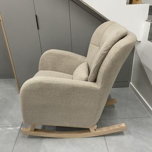 Cómoda <span class=keywords><strong>Silla</strong></span> <span class=keywords><strong>Mecedora</strong></span> de Lino con Respaldo Alto <span class=keywords><strong>para</strong></span> Bebés, con Movimiento de Balanceo Suave <span class=keywords><strong>para</strong></span> Cuarto de Bebé <span class=keywords><strong>y</strong></span> Sala de Estar - Product Image 2