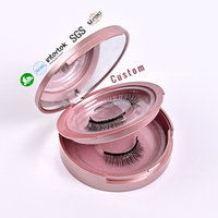 Applicateur de faux cils magnétiques 3D réutilisables faits à la main, format voyage, sans colle, courbure CC, aspect naturel, lot de 2, légers