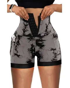 2023 nueva llegada de talla grande pantalones de Yoga para mujer de cintura alta YOGA fitness hip Lift tie Dye pantalones cortos deportivos sexy yoga leggings en stock