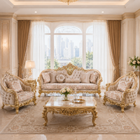Ensembles de Salons Meubles de Luxe en Velours et Bois Massif, Style Royal Turc Fait Main, Avec Tables Basses et Chaises