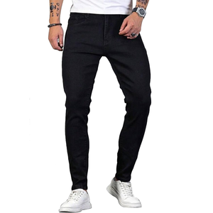 Personalizzabile da <span class=keywords><strong>uomo</strong></span> <span class=keywords><strong>Super</strong></span> Stretch classico semplice nero <span class=keywords><strong>Jeans</strong></span> <span class=keywords><strong>Skinny</strong></span> originale in Denim ricamo rivetto traspirante per l'inverno - Product Image 1