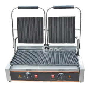 Commercial Use Catering Equipment Double Plates Panini Press Contact Grill Stainless Steel Sandwich Panini Maker