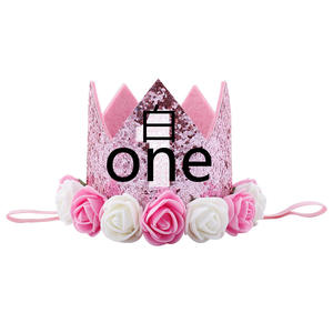 إكسسوارات الشعر عدد زهرة الذهب بريق تاج عيد الطفل عقال للطفل الكبار - Product Image 6