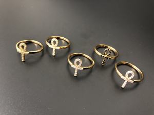 Customized Yellow Gold Color Minimalist Egyptian <strong>Ankh</strong> Cross Ring For Women - Product Image 2