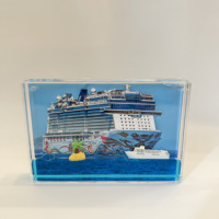 Cadre photo liquide en acrylique 4x6 pouces, design moderne et créatif, thème océan, poissons et bateaux avec impression sérigraphique pour cadeaux de bienvenue