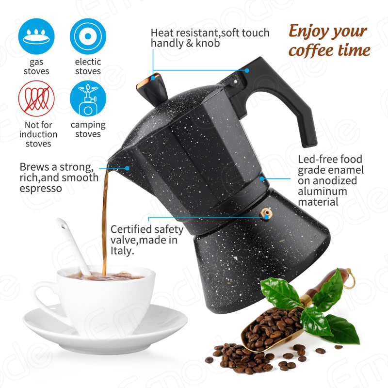 Moka Pot Espresso Set With Electric Stove 3 Cup Aluminum