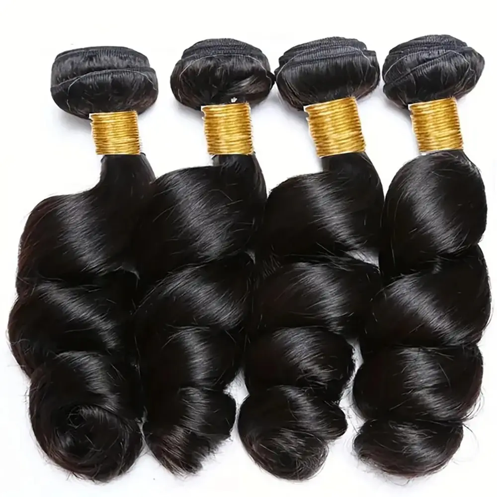Cheap Loose Wave Bundles Deal 12A Indian 100% Human Hair Virgin Hair Extensions Bulk Weft Natural Black Color Double Drawn Remy