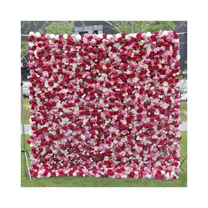 热人造白玫瑰3d花墙背景婚礼墙人造花面板卷布