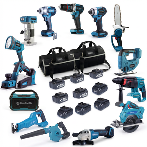 Kit combiné sans fil EKIIV 21V sans balais, ensemble <span class=keywords><strong>de</strong></span> 14 outils avec batteries au lithium 4.0Ah, outil oscillant multifonction et raboteuse - Product Image 1