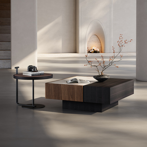 Italian Style <b>Square</b> Coffee Table <b>Set</b> Modern Minimalist Design Living Room Furniture with Storage Space - Product Image 2