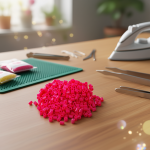 Cuentas de plástico Ilan Art Perler, 5x5 mm, color rosa, aproximadamente 500 unidades - Product Image 3