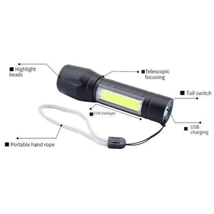 Xách tay COB + XPE USB sạc <span class=keywords><strong>LED</strong></span> <span class=keywords><strong>Torch</strong></span> <span class=keywords><strong>mini</strong></span> 3 chế độ chiếu sáng đèn pin cho cắm trại ngoài trời & câu cá ABS - Product Image 3