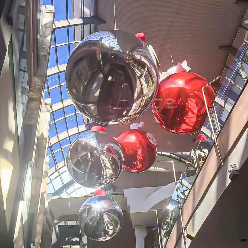 Xmas trang trí kim loại Inflatable Chrome Spheres khổng lồ Globe PVC Inflatable gương bóng