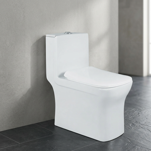 WC monobloc en céramique abordable, à poser au sol, carré, à chasse directe, pour usage commercial - Product Image 6
