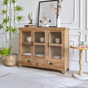 Aparador Moderno INNOVA de Madera Maciza para Cocina o Comedor con 3 Puertas de Cristal y 2 Cajones - Product Image 2