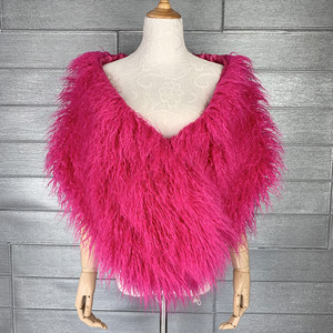 Boléro en vraie <span class=keywords><strong>fourrure</strong></span> de mouton tibétain pour femme, châle bouclé en <span class=keywords><strong>fourrure</strong></span> d'agneau mongol, cape en <span class=keywords><strong>fourrure</strong></span> de mouton véritable couleur tan, boléro moelleux pour mariage - Product Image 6