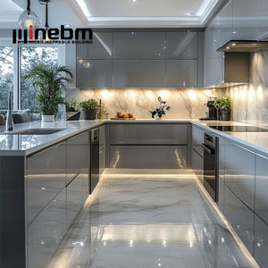 Meubles de cuisine au design moderne avec finition laquée, armoires de cuisine avec îlot central - Product Image 2