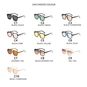 Gafas de Sol de Piloto a la Moda para Mujer Estilo Vintage con Doble Puente y Lente Amarillo, Gafas de Sol en Tendencia para Dama con Protección UV400 - Product Image 3