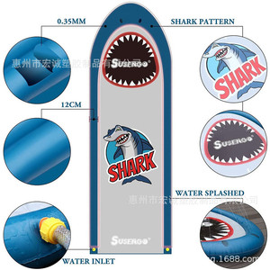 SUSENGO Inflatable Shark Water Slide 480x130cm Outdoor PVC Pool Toy For Kids Summer Fun - Product Image 1