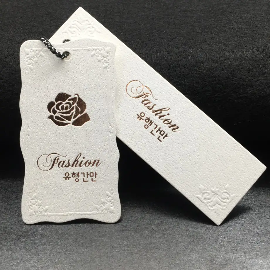Luxury Recycled Garment Labels Embossed Custom Printing Hang Tags Special Cardboard Clothes Hangtags For Clothing Own Logo