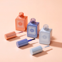 Ensemble de flacons en verre carrés de luxe personnalisés de 6 ml, 10 ml et 15 ml pour vernis à ongles UV, gel de construction pour ongles