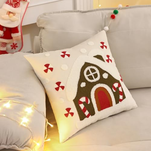 Funda de Almohada Navideña Bordada con Aguja Mágica, Diseño de Casa de Jengibre y Papá Noel, Decoración para el Hogar, Venta al Por Mayor 2026 - Product Image 3