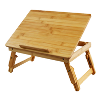 Lit de bureau pliable portable amovible avec support de table d'ordinateur en bambou