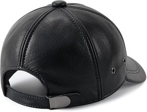 <b>Black</b> and Brown Genuine Leather <b>Baseball</b> <b>Cap</b> Adjustable Visor Dad Hat Casual Outdoor Wear - Product Image 2