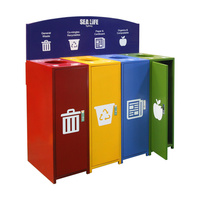 Grande poubelle de tri en acier galvanisé d'extérieur poubelle en métal de rue de parc poubelle de recyclage commerciale publique