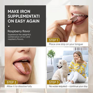 Suplemento Oral de Hierro de Disolución Rápida OEM/ODM, Sabor Frambuesa, Apoyo Inmunológico y Energético, Suplemento Dietético Vegano para Adultos en Tiras Orales - Product Image 2