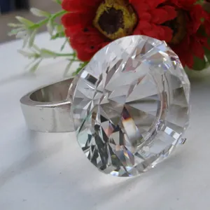 MH-9380 투명 유리 다이아몬드 크리스탈 냅킨 링 다이아몬드 반지 냅킨 홀더