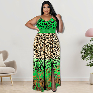218197 Abbigliamento estivo da donna taglie forti europeo e americano all'ingrosso: abito lungo senza spalline con spacco, direttamente dalla fabbrica - Product Image 4