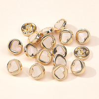 Boutons-pression en alliage de zinc incrustés de cœurs, motif diamant doré mignon, lavables, à coudre pour chemises, pulls, manteaux et poignets pour femmes