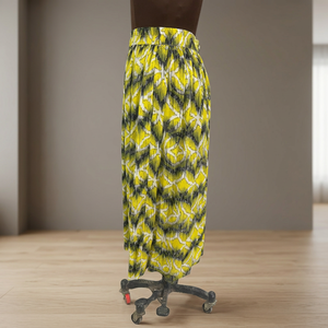 Falda Maxi con Estampado Zig-Zag en Línea A para Mujer, Cintura Elástica, 100% Algodón, Estilo Urbano, Informal, Verano, Transpirable, Amarillo, Negro, Blanco - Product Image 3