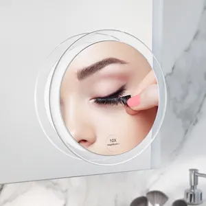 Miroir grossissant personnalisé rond de miroir prêt pour voyage compact avec trois ventouses montage facile
