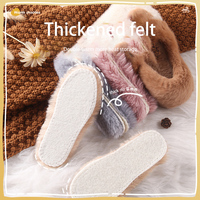 Semelles intérieures chaudes et moelleuses pour enfants avec poils de lapin et base en feutre, inserts de chaussures chauffants pour enfants