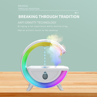 Grand humidificateur portable USB en forme de G, 7 couleurs, lumière nocturne, goutte d'eau anti-gravité, contrôle de l'humidité