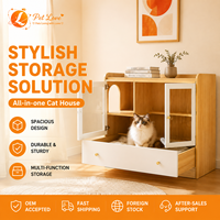 Boîte à litière pour chat en bois massif moderne et luxueuse avec tiroir et escalier, meuble pour animaux de compagnie écologique pour salon