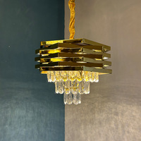 Luminaire suspendu moderne en cristal semi-transparent doré, LED de haute qualité à intensité variable, adapté aux chambres à coucher/salons