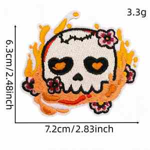 Patchs créatifs à broder en forme de crâne fantaisie, à thermocoller - Product Image 4