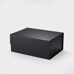 Boîte cadeau personnalisée avec fermeture magnétique pliable, laminage mat anti-rayures, noir, avec ruban - Product Image 5
