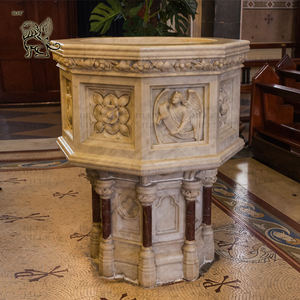 BLVE su misura decorazione religiosa presbiterio scolpito a mano pietra acqua santa fonte marmorea chiesa fonte battesimale - Product Image 6