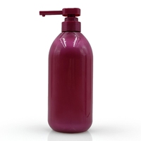 Bouteille en plastique PET rouge vin pour emballage cosmétique, conteneur pour gel douche, shampoing avec pompe, 800 ml, 1000 ml, vide, impression personnalisée
